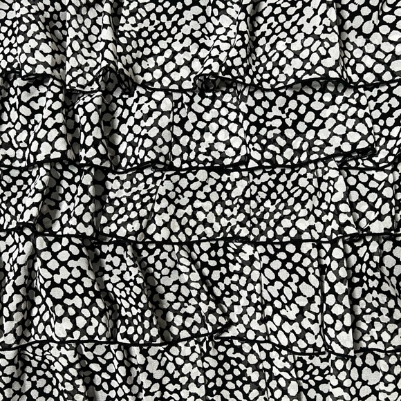 White & Black Polka Dot Tiered Skirt Mini Mid Ruffle Casual Summer Vacation Boho - Picture 14 of 15